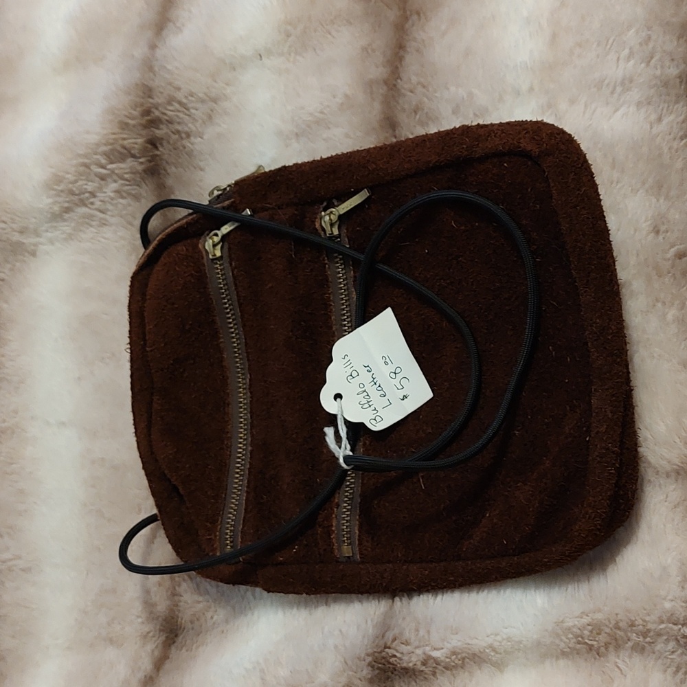 Brown suede handmade crossbody bag
